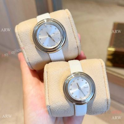 Copy Piaget Possession Swiss Quartz Watches White Leather Strap